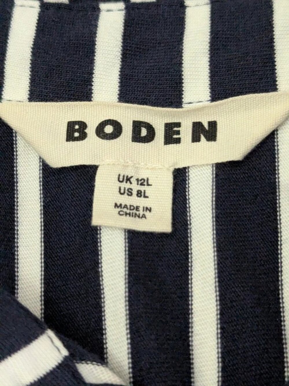 BODEN Marcia Stripe Midi Shirt Dress Navy White Button Up Long Sleeve 8R NWOT - Picture 8 of 14